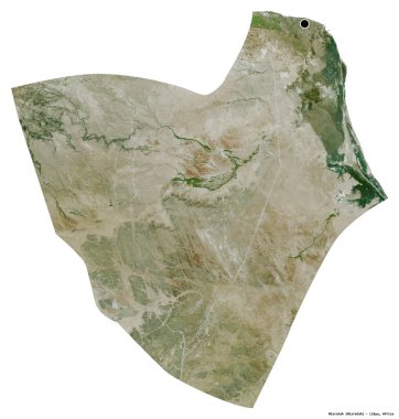 Libya 'nın Misratah ilçesi, başkenti beyaz arka planda izole edilmiş. Uydu görüntüleri. 3B görüntüleme