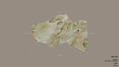 Libya 'nın Murzuq bölgesindeki bölge, Gürcistan sınırındaki bir kutunun sağlam bir arka planında izole edilmiş. Etiketler. Uydu görüntüleri. 3B görüntüleme
