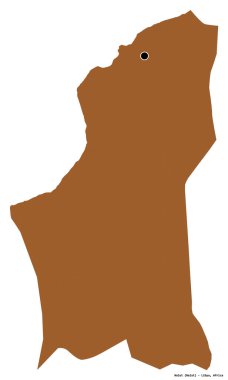 Libya 'nın Nalut ilçesi, başkenti beyaz arka planda izole edilmiş. Desenli dokuların bileşimi. 3B görüntüleme