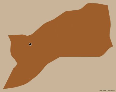 Libya 'nın Sabha ilçesi, başkenti katı bir renk arkaplanı ile izole edilmiş. Desenli dokuların bileşimi. 3B görüntüleme