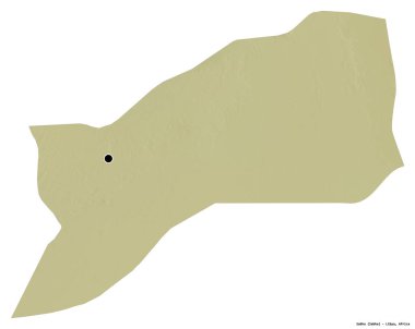 Libya 'nın Sabha ilçesi, başkenti beyaz arka planda izole edilmiş. Topografik yardım haritası. 3B görüntüleme