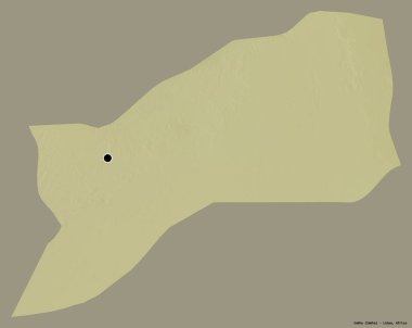 Libya 'nın Sabha ilçesi, başkenti katı bir renk arkaplanı ile izole edilmiş. Topografik yardım haritası. 3B görüntüleme