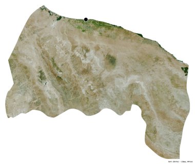 Libya 'nın Surt ilçesi, başkenti beyaz arka planda izole edilmiş. Uydu görüntüleri. 3B görüntüleme