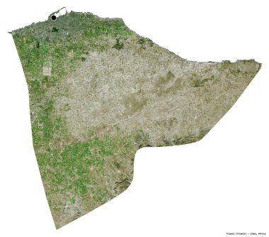 Libya 'nın Trablus ilçesi, başkenti beyaz arka planda izole edilmiş. Uydu görüntüleri. 3B görüntüleme
