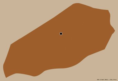 Libya 'nın Wadi al Hayat ilçesi, başkenti katı bir renk arka planına sahip. Desenli dokuların bileşimi. 3B görüntüleme