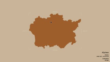 Litvanya 'nın Alytaus ilçesi, jeoreferatlı bir sınır kutusunda sağlam bir arka planda izole edilmiş. Etiketler. Desenli dokuların bileşimi. 3B görüntüleme