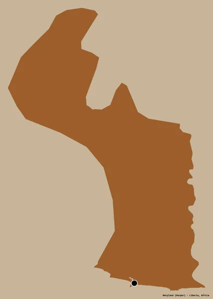 Форма Меріленду Графства Ліберія Своєю Столицею Ізольованою Суцільному Кольоровому Тлі — стокове фото