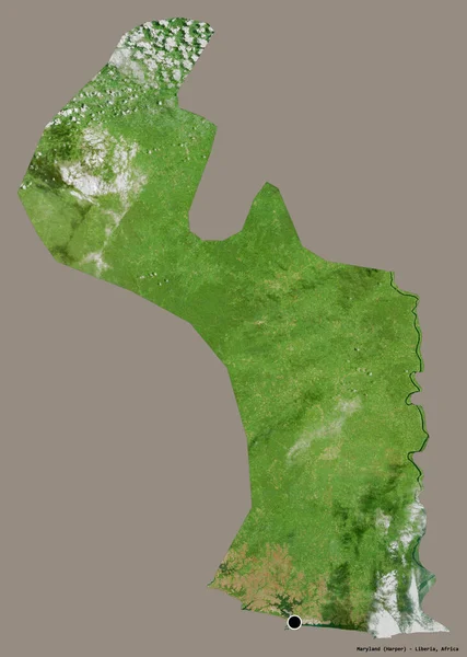 Forma Del Maryland Contea Della Liberia Con Sua Capitale Isolata — Foto Stock