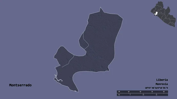 Forma Montserrado Provincia Liberia Con Capital Aislada Sobre Fondo Sólido — Foto de Stock