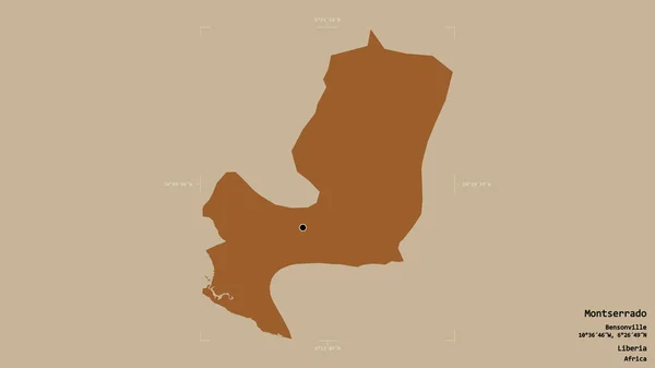 Территория Монсеррадо Графство Либерия Изолирована Твердом Фоне Геореференцированной Ограничивающей Коробке — стоковое фото