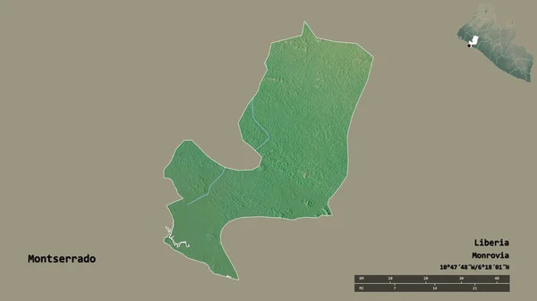 Shape Montserrado County Liberia Its Capital Isolated Solid Background Distance — Stock Photo, Image