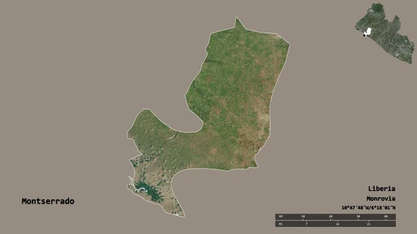 Forma Montserrado Provincia Liberia Con Capital Aislada Sobre Fondo Sólido —  Fotos de Stock