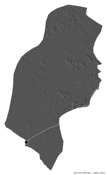 Форма Реки Кесс Графства Либерия Столицей Изолированной Белом Фоне Карта — стоковое фото