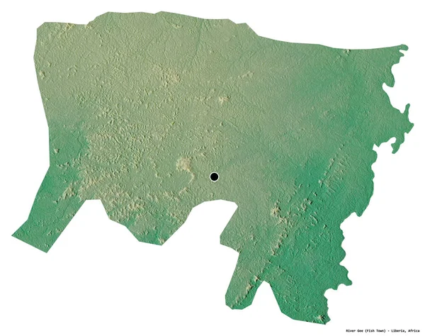 Kształt Rzeki Gee Hrabstwo Liberia Stolicą Odizolowaną Białym Tle Mapa — Zdjęcie stockowe