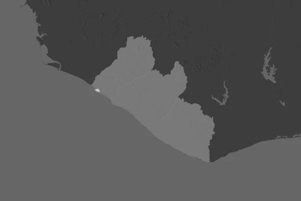 Forma Liberia Separada Por Desaturación Las Áreas Vecinas Mapa Elevación — Foto de Stock