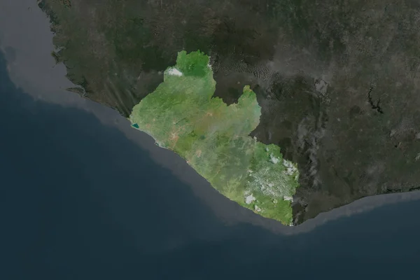 Kształt Liberii Oddzielony Desaturacją Sąsiednich Obszarów Zdjęcia Satelitarne Renderowanie — Zdjęcie stockowe