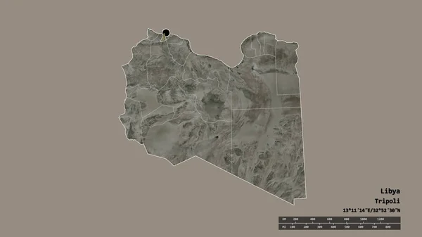 Desaturated Shape Libya Its Capital Main Regional Division Separated Jifarah — Stock Photo, Image