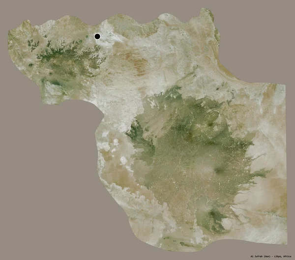 Form Jufrah Distriktet Libyen Med Sin Hovedstad Isoleret Solid Farve - Stock-foto