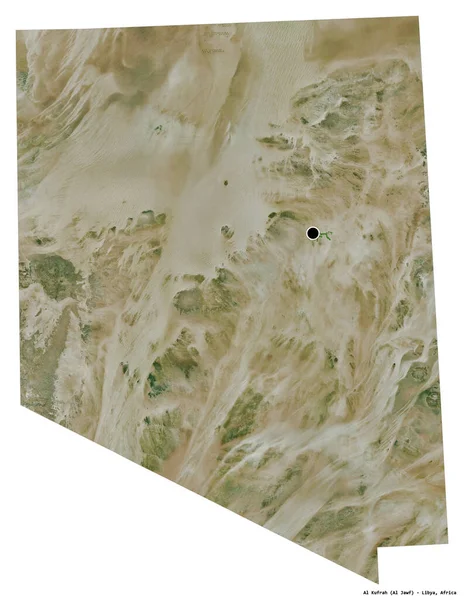 リビアの地区であるAl Kufrhの形で 首都は白い背景に孤立しています 衛星画像 3Dレンダリング — ストック写真