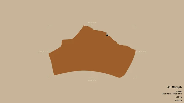 Marqab地区 利比亚地区 在一个地理参照框的坚实背景上被隔离 图形纹理的组成 3D渲染 — 图库照片