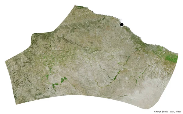 Libya 'nın El-Marqab semti, başkenti beyaz arka planda izole edilmiş. Uydu görüntüleri. 3B görüntüleme