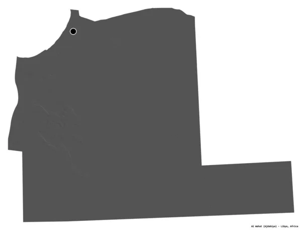 Kształt Wahat Dzielnicy Libii Stolicą Odizolowaną Białym Tle Dwupoziomowa Mapa — Zdjęcie stockowe
