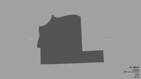 Area Wahat District Libya Isolated Solid Background Georeferenced Bounding Box — Stock Photo, Image