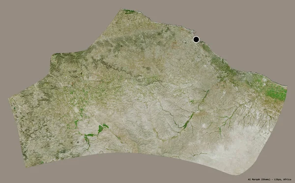Libya 'nın El-Marqab semti, başkenti katı bir renk arka planına sahip. Uydu görüntüleri. 3B görüntüleme
