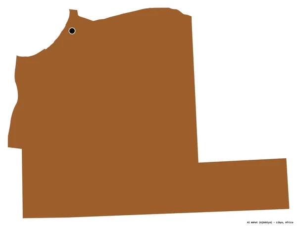 Form Wahat Distriktet Libyen Med Huvudstaden Isolerad Vit Bakgrund Sammansättning — Stockfoto