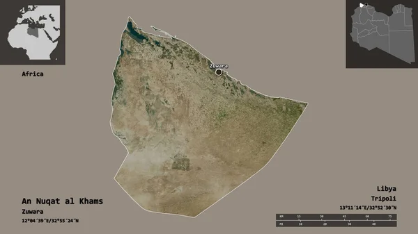 Форма Нукат Аль Хамс Округ Ливии Столица Шкала Расстояний Предварительные — стоковое фото
