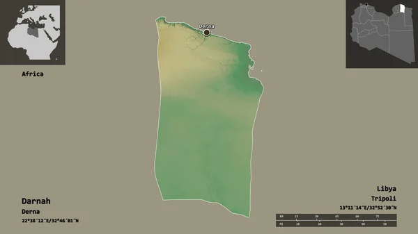 Форма Дарны Района Ливии Столицы Шкала Расстояний Предварительные Просмотры Метки — стоковое фото