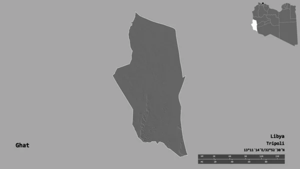 Forma Ghat Distrito Libia Con Capital Aislada Sobre Fondo Sólido —  Fotos de Stock