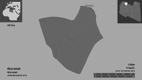Форма Мисраты Района Ливии Столицы Шкала Расстояний Предварительные Просмотры Метки — стоковое фото