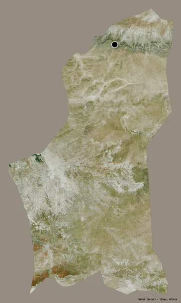 Libya 'nın Nalut ilçesi, başkenti katı bir renk arkaplanına sahip. Uydu görüntüleri. 3B görüntüleme