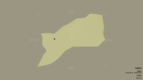 利比亚萨卜哈地区 在一个地理参照框的坚实背景下被隔离 地形浮雕图 3D渲染 — 图库照片