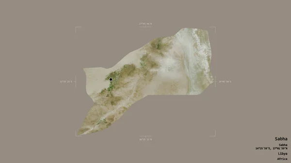 Området Sabha Libyen Isolerat Solid Bakgrund Georefererad Avgränsningsbox Etiketter Satellitbilder — Stockfoto