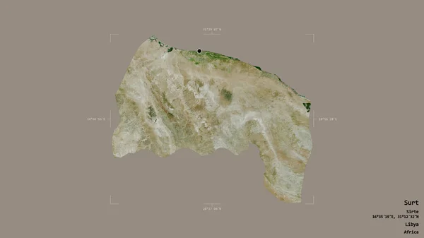 利比亚苏尔特地区 在一个地理参考方块中 在坚实的背景下被隔离 卫星图像 3D渲染 — 图库照片