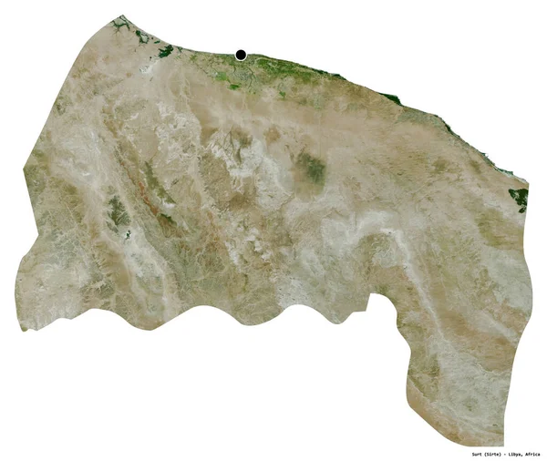 首都が白い背景に孤立しているリビアの地区 サルトの形 衛星画像 3Dレンダリング — ストック写真
