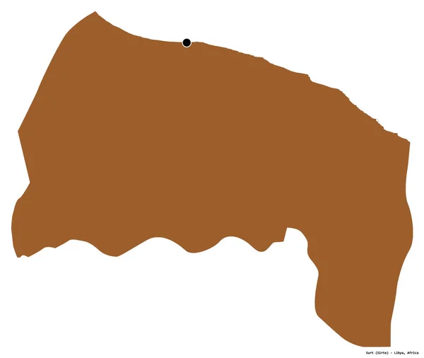 Forma Surt Distrito Líbia Com Sua Capital Isolada Fundo Branco — Fotografia de Stock
