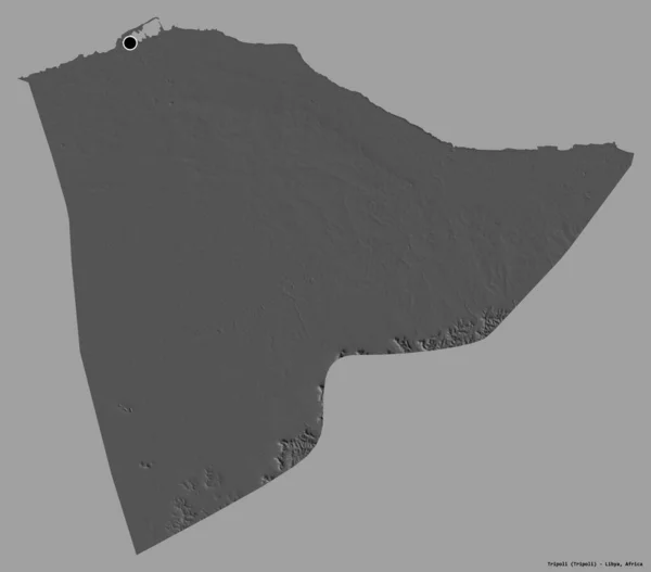 Forma Trípoli Distrito Libia Con Capital Aislada Sobre Fondo Color —  Fotos de Stock