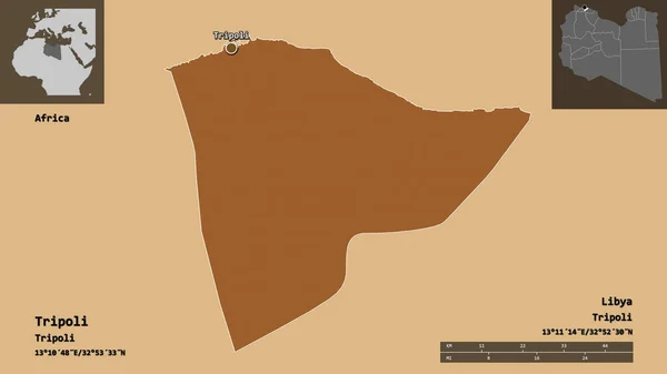 Forma Trípoli Distrito Libia Capital Escala Distancia Vistas Previas Etiquetas —  Fotos de Stock