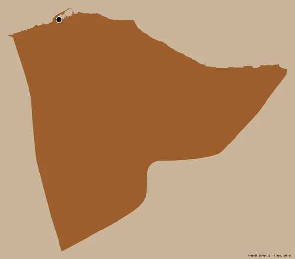 Kształt Trypolisu Dzielnicy Libii Stolicą Odizolowaną Solidnym Tle Koloru Skład — Zdjęcie stockowe