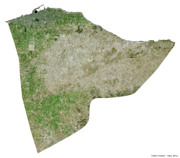 トリポリの形 リビアの地区 その首都は白い背景に隔離されています 衛星画像 3Dレンダリング — ストック写真