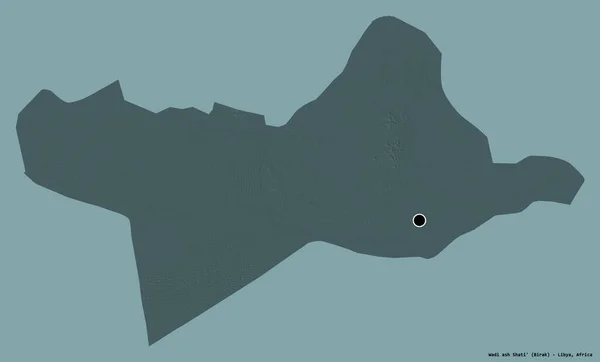 Form Wadi Ash Shati Distriktet Libyen Med Sin Huvudstad Isolerad — Stockfoto