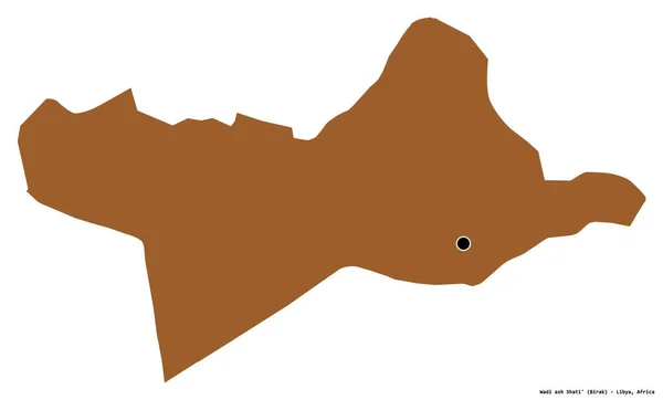 Form Wadi Ash Shati Distriktet Libyen Med Huvudstaden Isolerad Vit — Stockfoto
