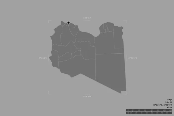 Zona Libia Aislada Sobre Fondo Sólido Una Caja Georeferenciada División —  Fotos de Stock