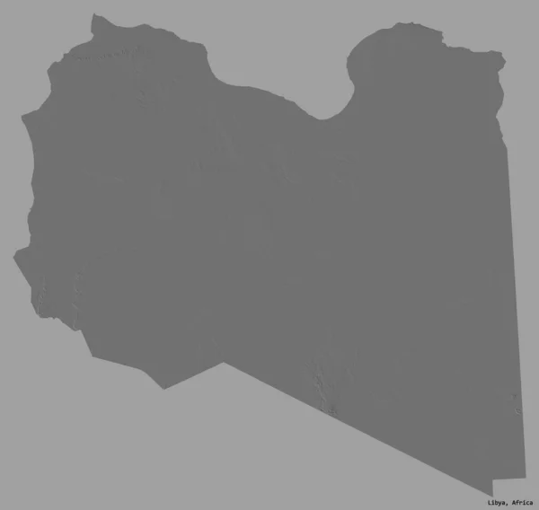 Форма Ливии Столицей Изолирована Сплошном Цветном Фоне Карта Рельефа Билевеля — стоковое фото