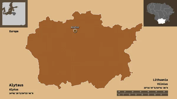 Alytaus Formája Litvánia Megye Fővárosa Távolsági Skála Előnézet Címkék Mintázott — Stock Fotó