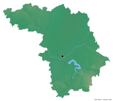 Litvanya 'nın Kauno ilçesi, başkenti beyaz arka planda izole edilmiştir. Topografik yardım haritası. 3B görüntüleme