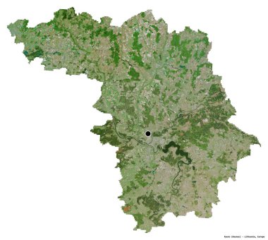 Litvanya 'nın Kauno ilçesi, başkenti beyaz arka planda izole edilmiştir. Uydu görüntüleri. 3B görüntüleme